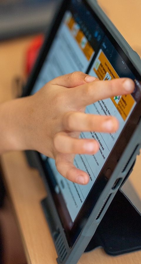 Student using an iPad
